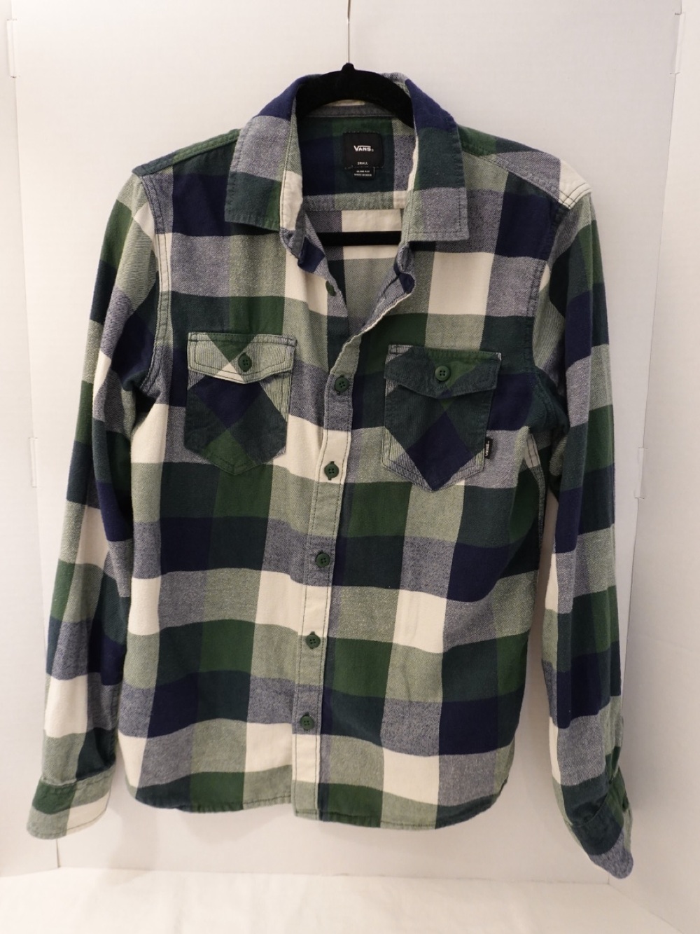 Vans Navy Green Cream Plaid Shirt